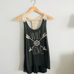 Lace strap racer back shirt